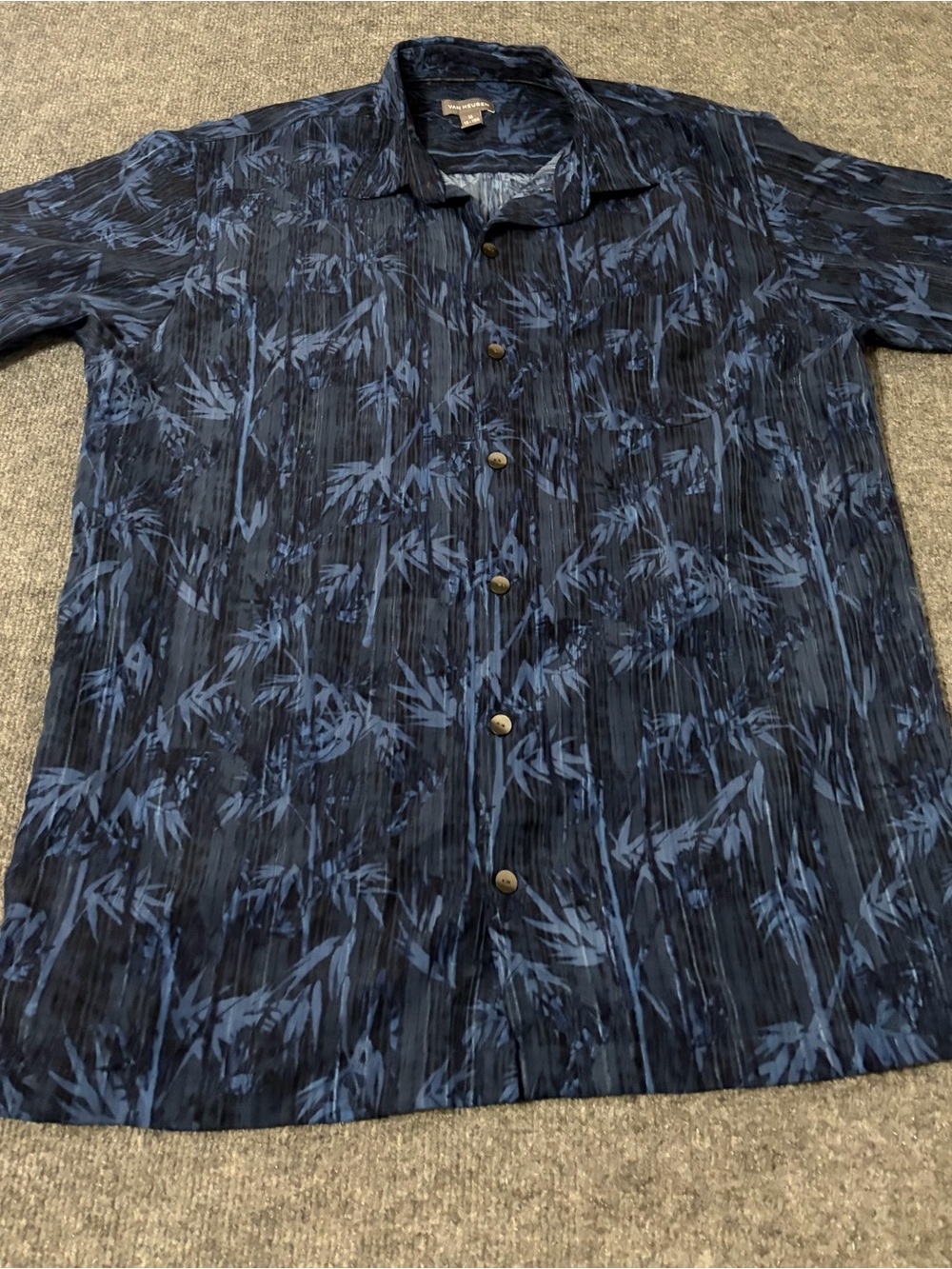 Van Heusen Navy Blue Short-Sleeve Button Front Shirt Jacket